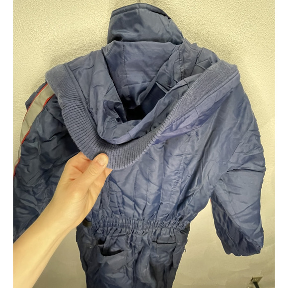 Vintage Men's Size Small Midwest Trader's Snowsuit Coveralls With Hood Navy - Picture 9 of 10